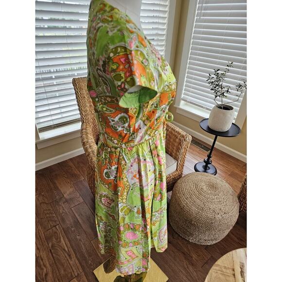 Union Made 1960's Vintage Retro Floral Dress Women's Size 8 Hippie Vibrant - Picture 4 of 11
